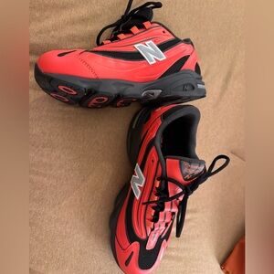 New Balance Kids' Vibrant Red and Black Sneakers women’s size 8